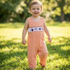 Angeline Kids Orange Gingham Halloween Mickey Jon-Jon